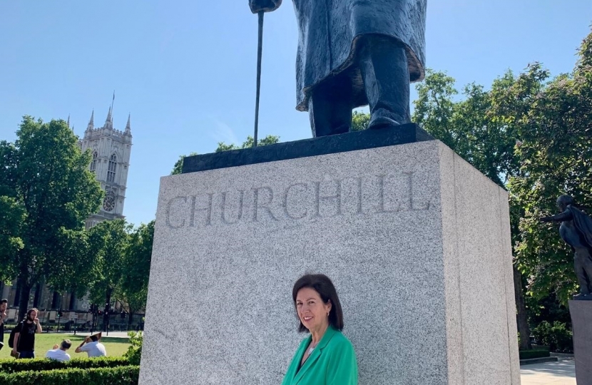 Jo at the Churchill Statue, Westminster