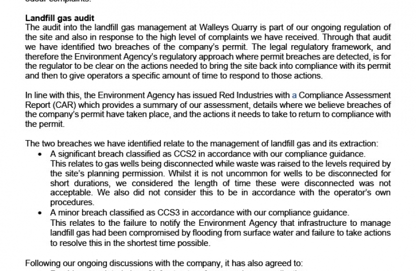 Page 1of EA briefing to MPs on Walleys Quarry