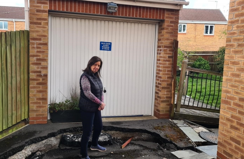 Jo visits homes which have been affected by the marl hole