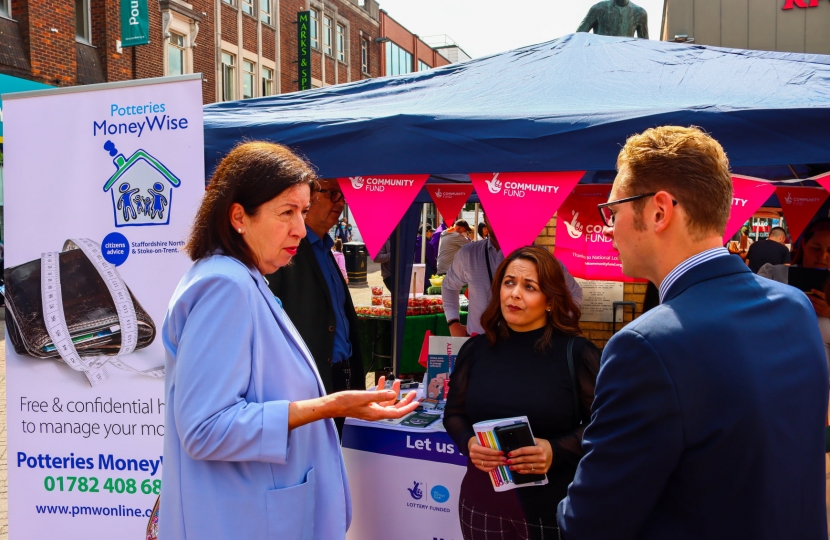 Jo visit's Potteries Moneywise at their Hanley Market Square event