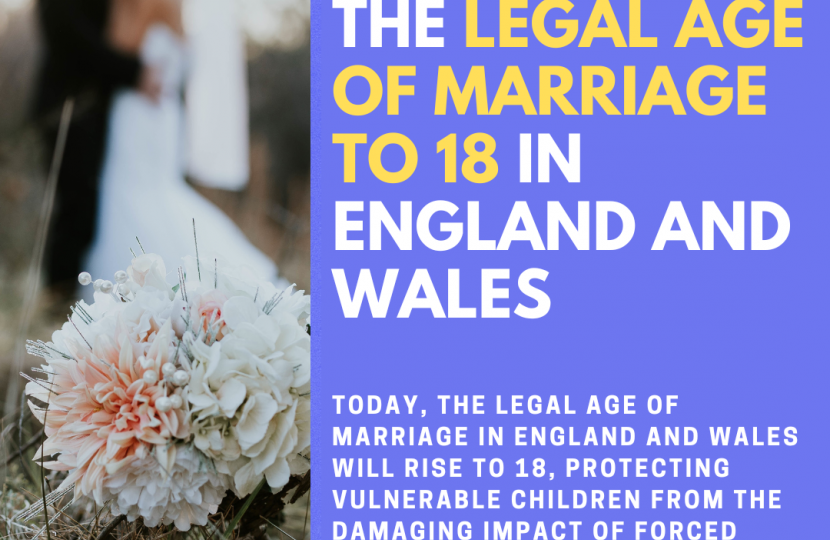 legal age of marriage in England and Wales will rise to 18